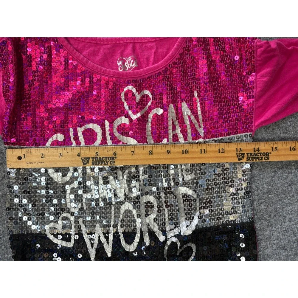 Justice Shirt Girls Size 10 Pink Sequins 